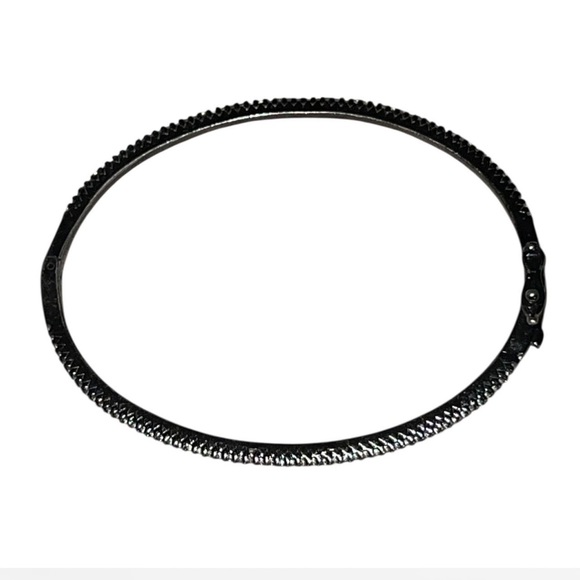 Vintage Black Gunmetal and Sterling Silver CZ Diamond Bracelet - Picture 2 of 4